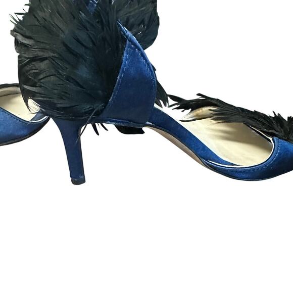 Something Bleu Hammond d'Orsay Feather Sandal Bridal Navy Pump $455 US 5.5 NWOB4 - Picture 8 of 8